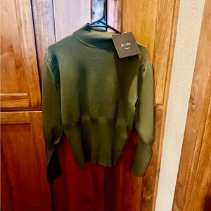 Aleeza Paris - Puff Sleeve Moss Green Sweater - NWT MED